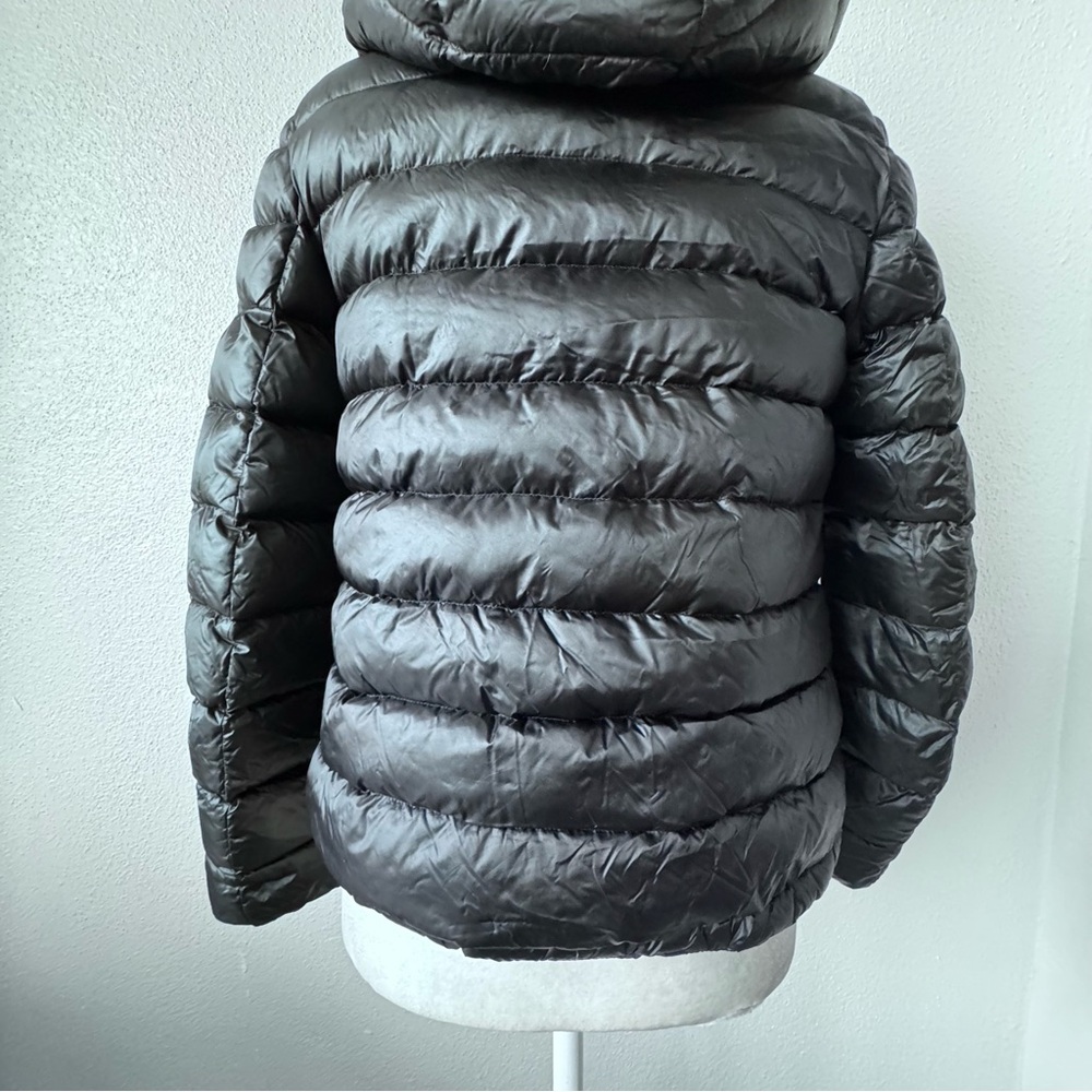 Add Down Puffer Jacket Black Reversible Hood Sz 0 - image 7